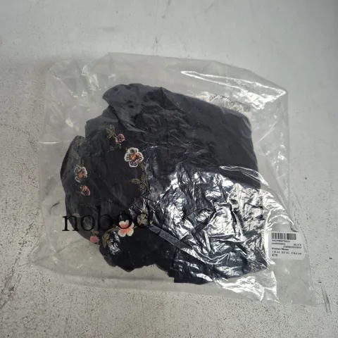 BAGGED NOBODYS CHILD WHITNEY BLOUSE – BLACK EMBROIDERED, UK14