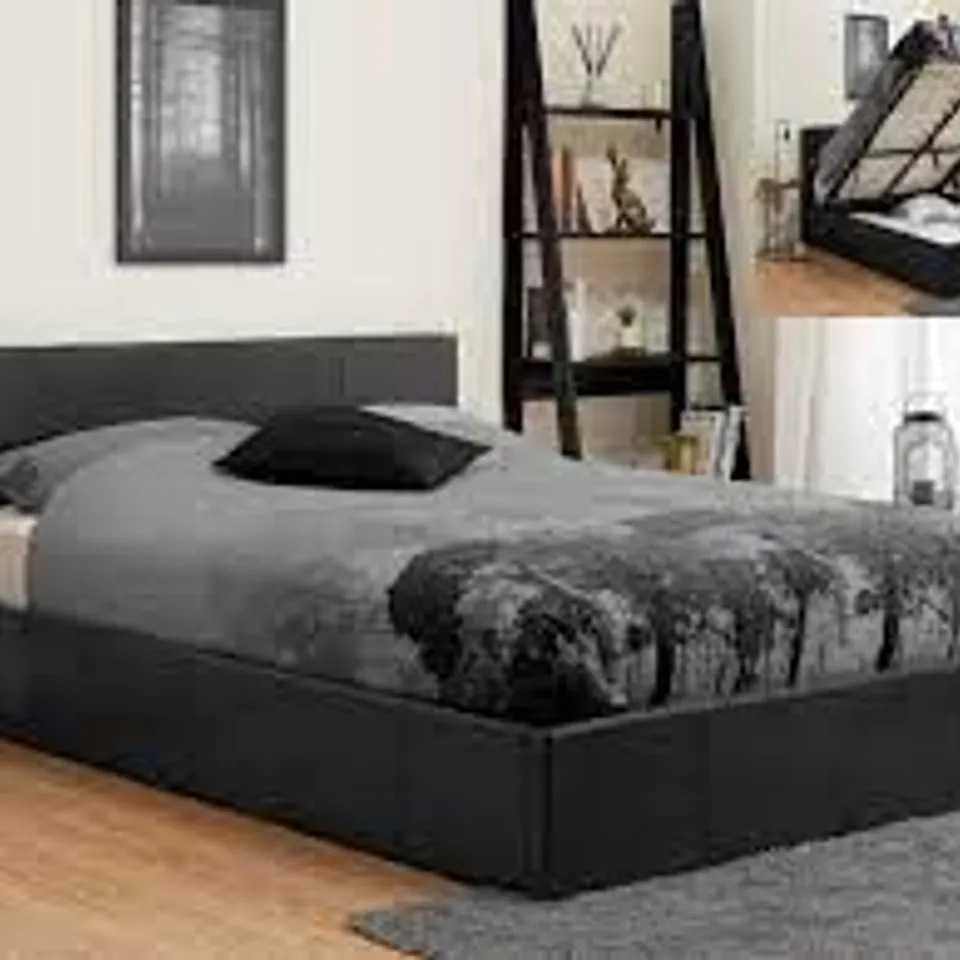 BOXED 90CM  BERLIN OTTOMAN IN BLACK , INCOMPLETE  BOX 1/ 2 , NO BOX 2 - CONTAINS HEADBOARD + FOOTBOARD + BACK, FRONT ,METAL FRAME + HARDWARE PACKS + SLATS 