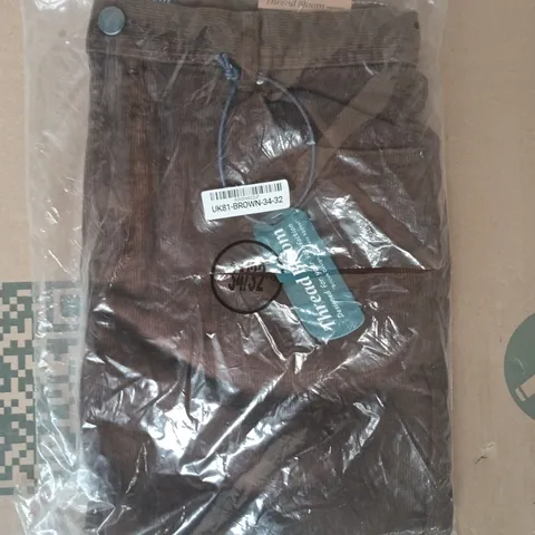 BAGGED THREAD BLOOM CORDUROY TROUSERS IN BROWN SIZE 34/32