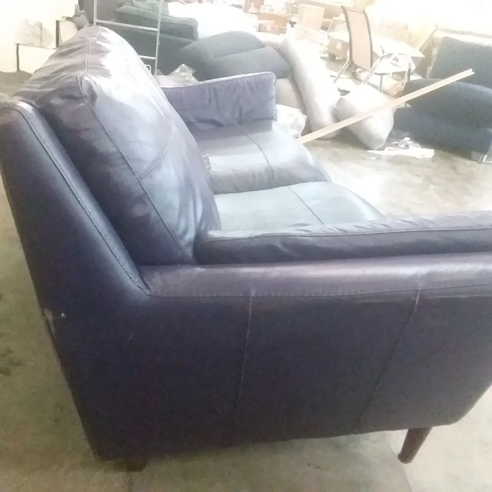 QUALITY DESIGNER FELLINI 3 SEATER - DARK PURPLE LEATHER 