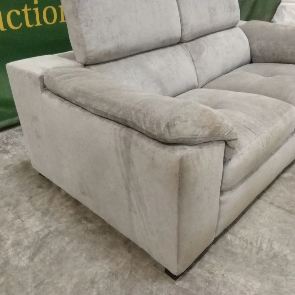 DESIGNER 2 SEATER FABRIC SOFA WITH ADJUSTABLE HEADREST