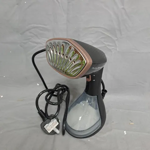 Handheld garment steamer with water reservoir (black with rose-gold trim)