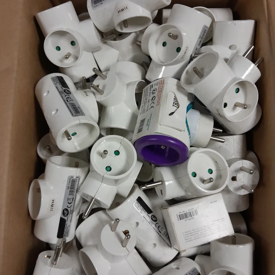 APPROXIMATELY 30 EUROPEAN 3 WAY EXTENSION PLUGS 