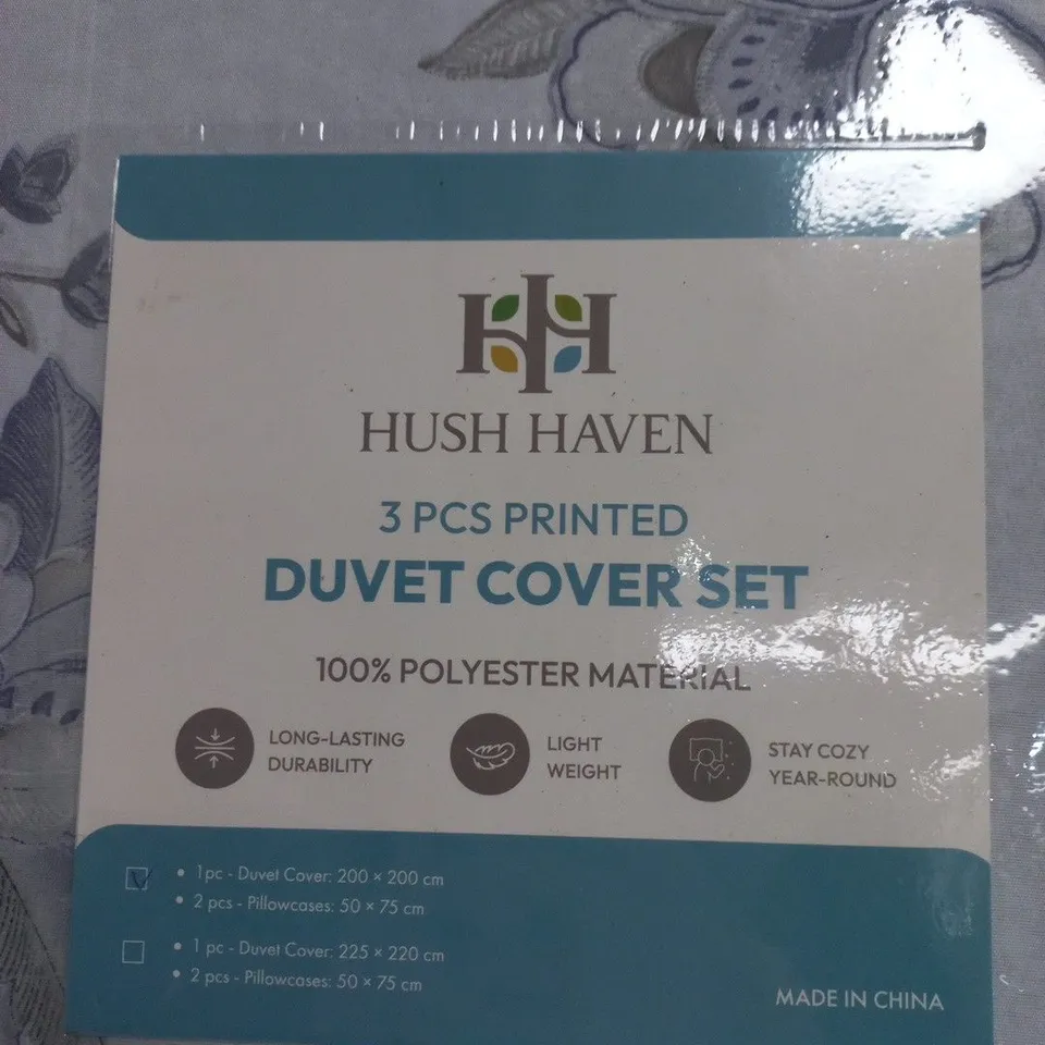 HUSH HAVEN 3-PIECE PRINTED DUVET COVER SET – 100% POLYESTER