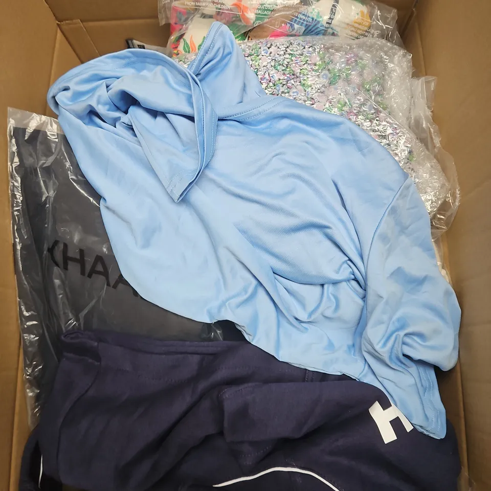 APPROXIMATELY 20 ASSORTED CLOTHING ITEMS IN VARIOUS SIZES, STYLES AND COLOURS