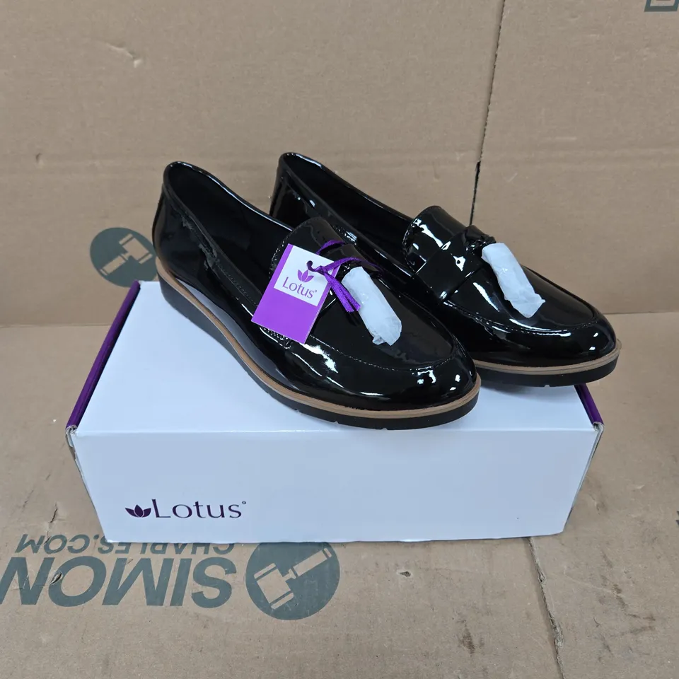 LOTUS YORK BLACK PATENT LOAFERS – UK 6