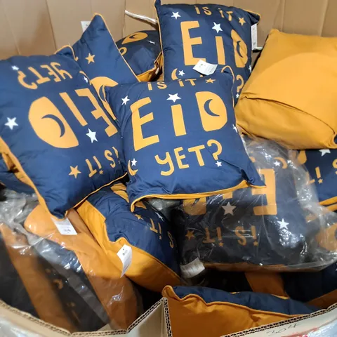 PALLET CONTAINING A LARGE QUANTITY OF "IS IT EID YET" 45X45CM FILLED CUSHIONS