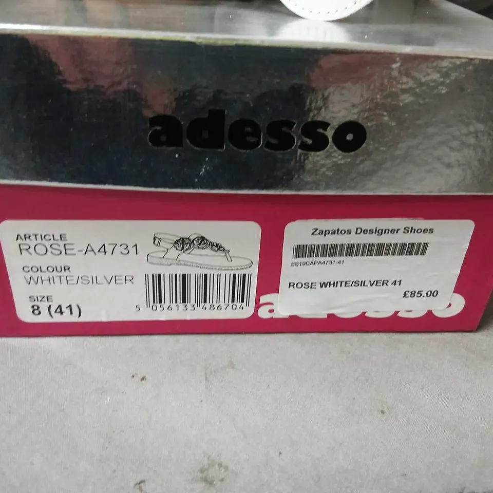 ADESSO ROSE SANDALS – WHITE/SILVER, UK 8 (EU 41)