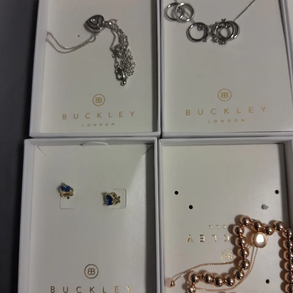 LOT OF 8 ASSORTED BOXED BUCKLEY LONDON JEWELLERY ITEMS