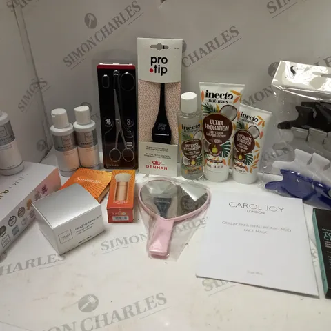 LOT OF HOUSEHOLD ITEMS TO INCLUDE TONGUE CLEANER , ETC