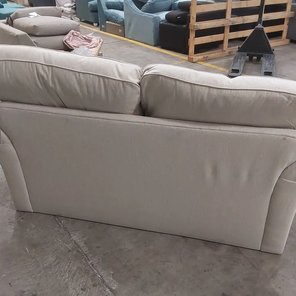 QUALITY DESIGNER BEIGE FABRIC UPHOLSTERED SOFA