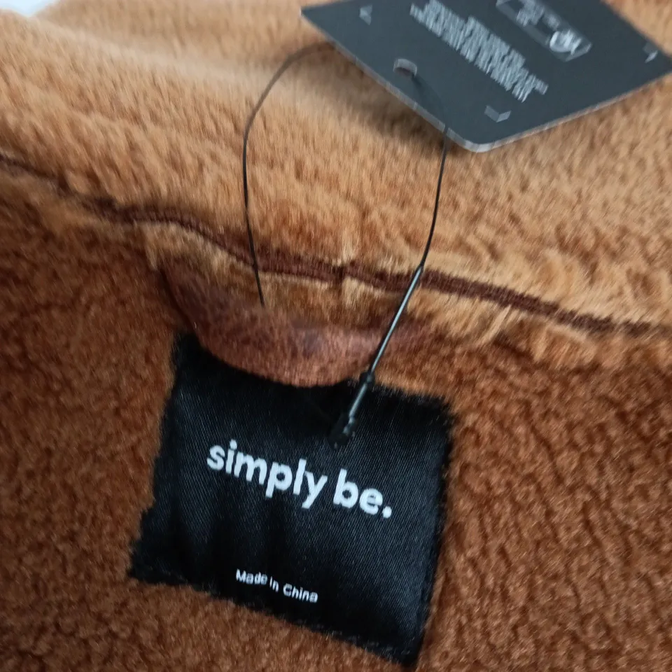 SIMPLY BE. WOMEN'S BROWN FAUX SHEARLING COAT - UK 20
