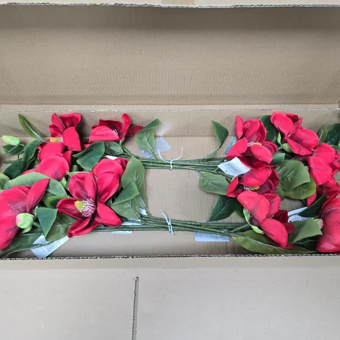 BOX OF APPROXIMATELY 12 GISELA GRAHAM RED FAUX FLOWER ARRANGEMENTS