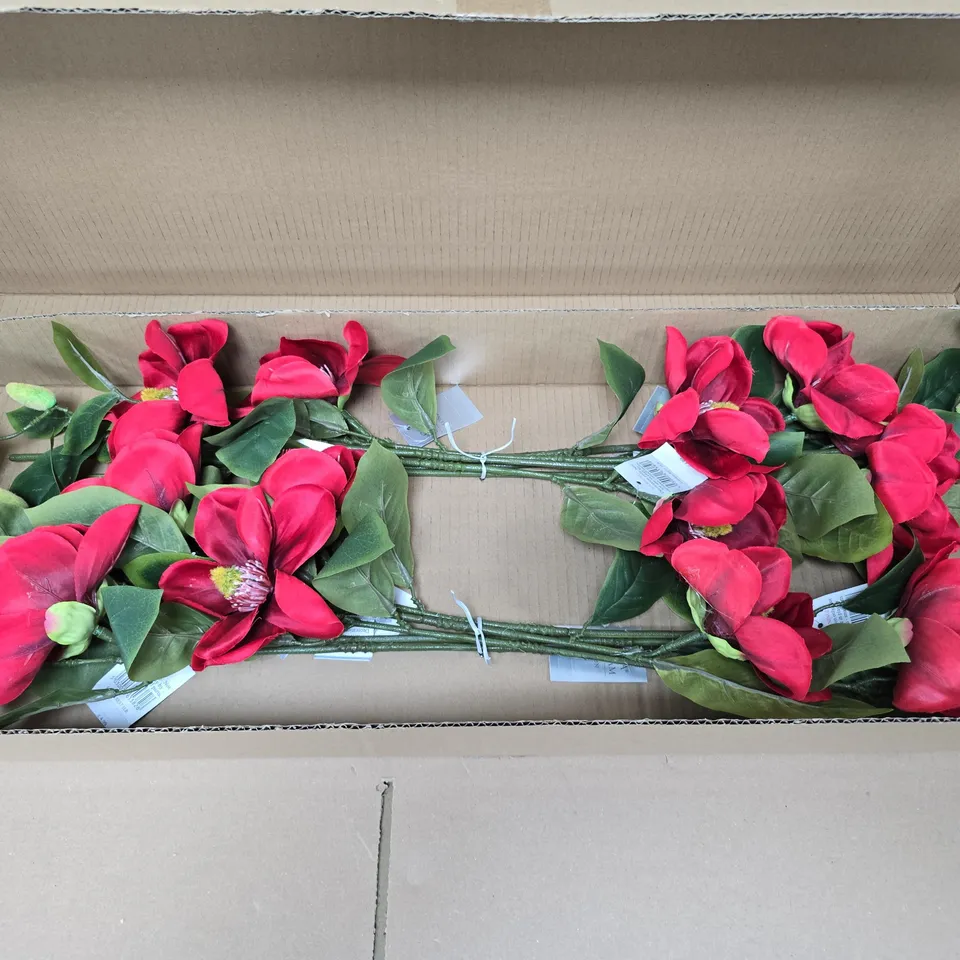 BOX OF APPROXIMATELY 12 GISELA GRAHAM RED FAUX FLOWER ARRANGEMENTS