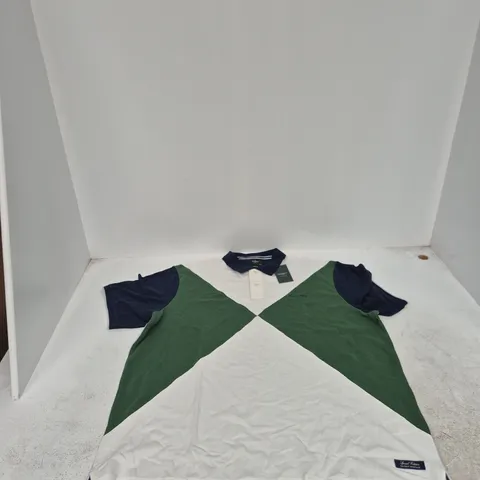 HACKETT LONDON HERITAGE POLO SHIRT β NAVY WITH GREEN PANELS, CLASSIC FIT, UK 3XL (XXXL)