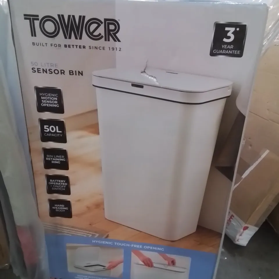 BOXED TOWER 50 LITRE SENSOR BIN