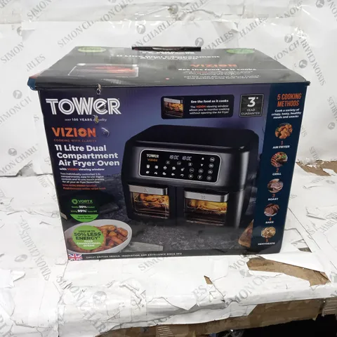 TOWER VIZION 11 LITRE DUAL COMPARTMENT AIR FRYER OVEN