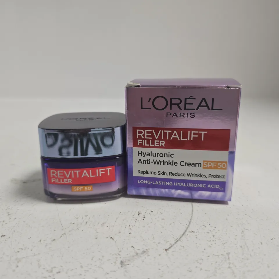 BOXED L’ORÉAL PARIS REVITALIFT FILLER HYALURONIC ANTI-WRINKLE CREAM SPF50 (50ML)