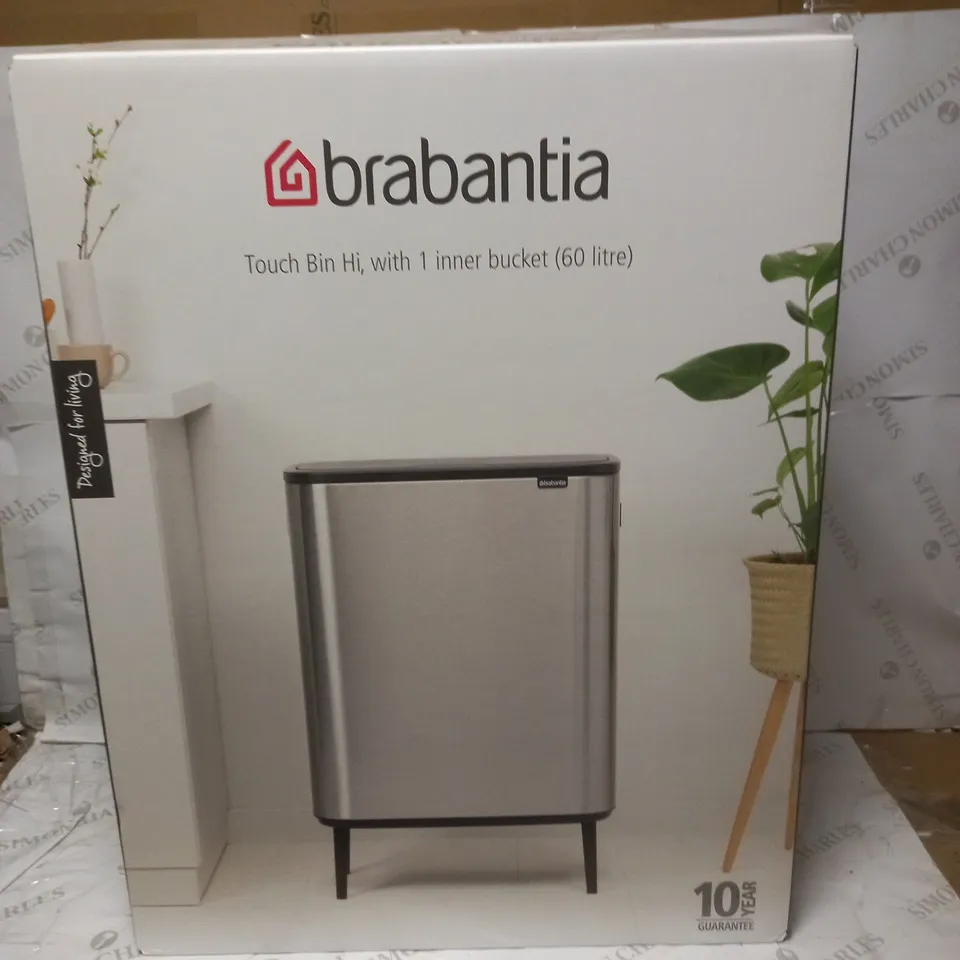 BRABANTIA BO 60-LITRE TOUCH BIN – GREY RRP £246.99