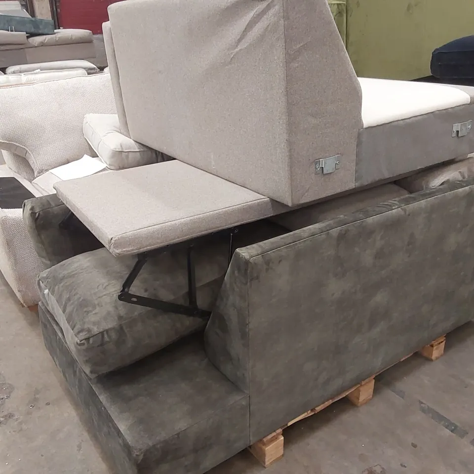 PALLET OF ASSORTED INCOMPLETE SOFA BED PARTS, PIECES AND CUSHIONS