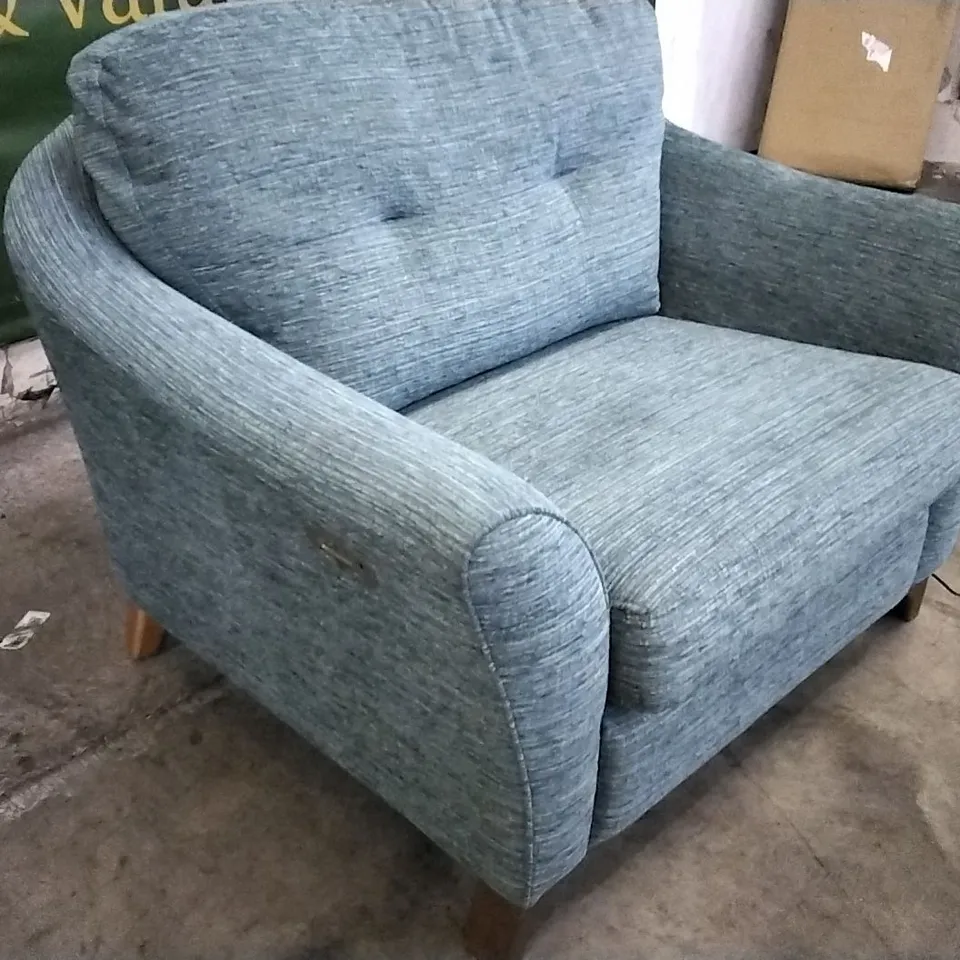 QUALITY BRITISH DESIGNED & MANUFACTURED G PLAN HATTON FORMAL BACK SNUGGLER POWER RECLINER CHAIR WAFFLE MARINE FABRIC  