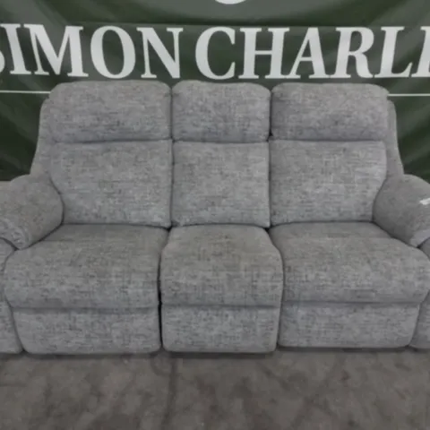 DESIGNER G PLAN MADE KINGSBURY ULTIMA SLATE FABRIC MANUAL RECLINING THREE SEATER SOFA