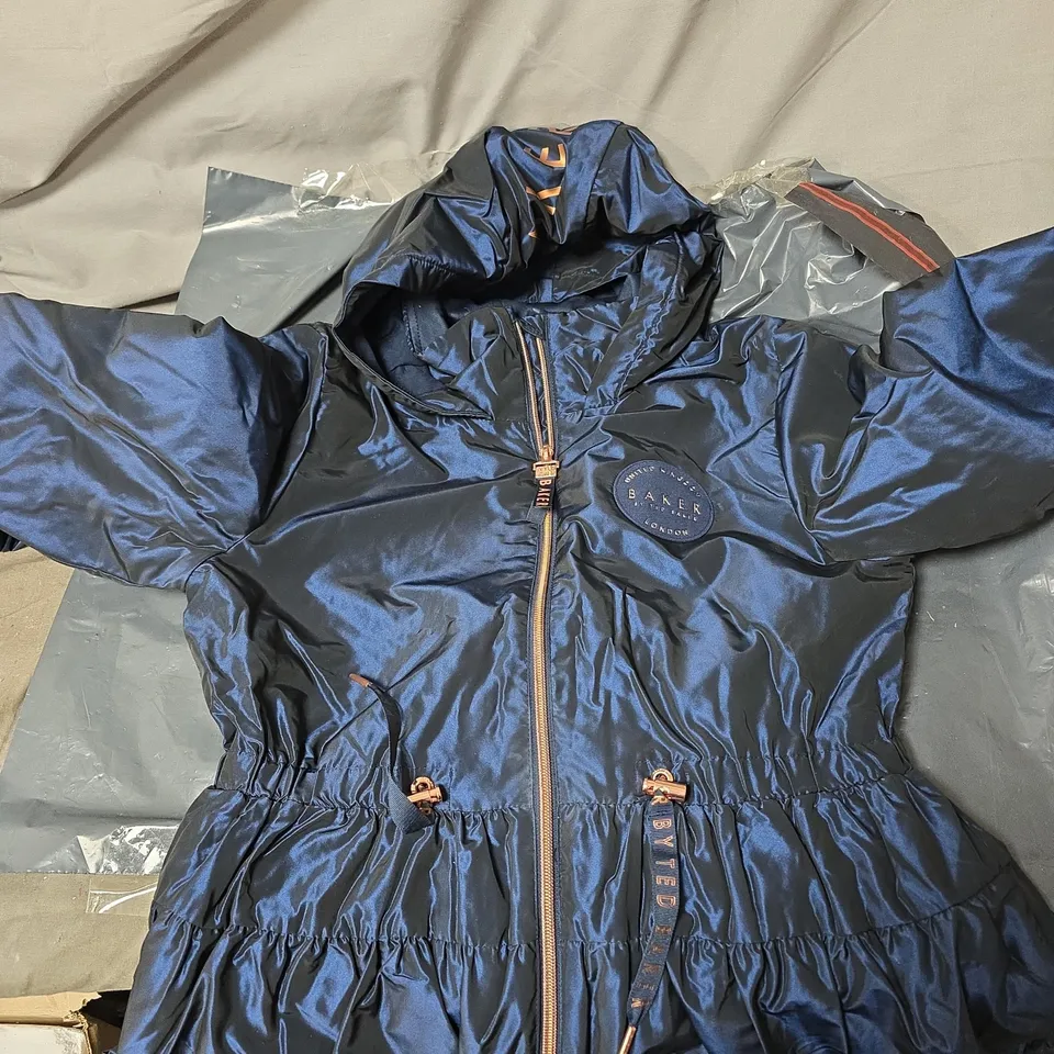 BAKER BY TED BAKER KIDS OLDER GIRLS TIERED COAT NAVY, AGE 13 YEARS