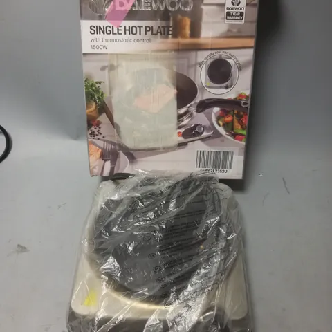 BOXED DAEWOO SINGLE HOT PLATE WITH THERMOSTATIC CONTROL
