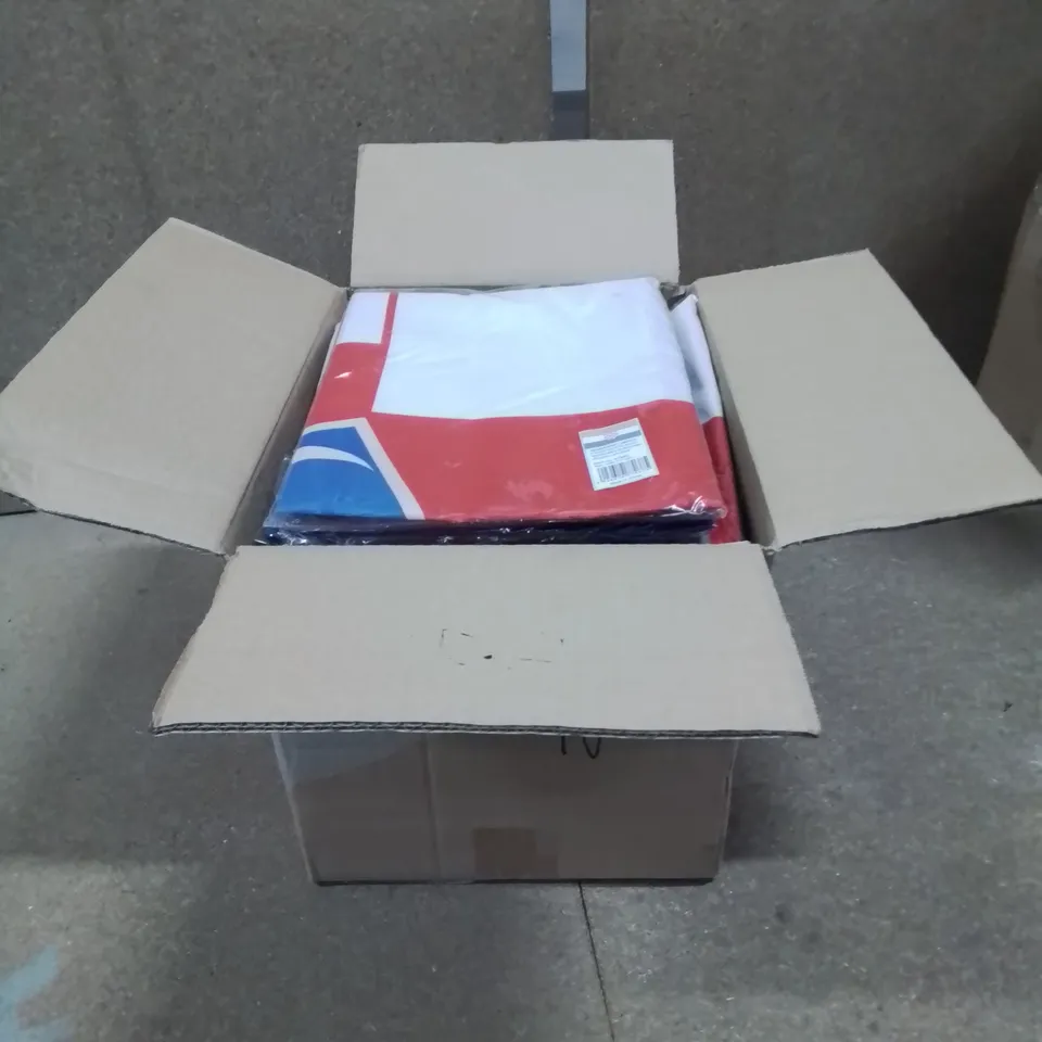 BOX CONTAINING LARGE NUMBER OF BAGGED 5FT X 3FT CROATIAN FLAGS 