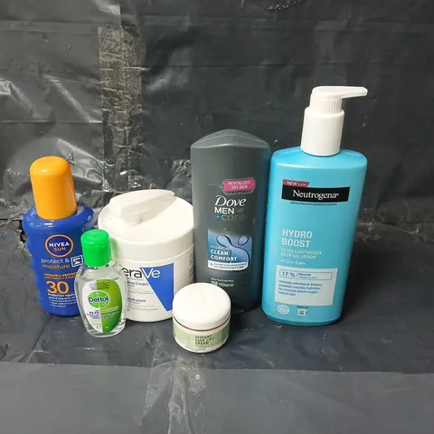 APPROXIMATEY 20 ASSORTED HEALTH AND BEAUTY PRODUCTS TO INCLUDE DOVE MEN BODY WASH, CERAVE MOISTURISING CREAM AND NIVEA SUN CREAM
