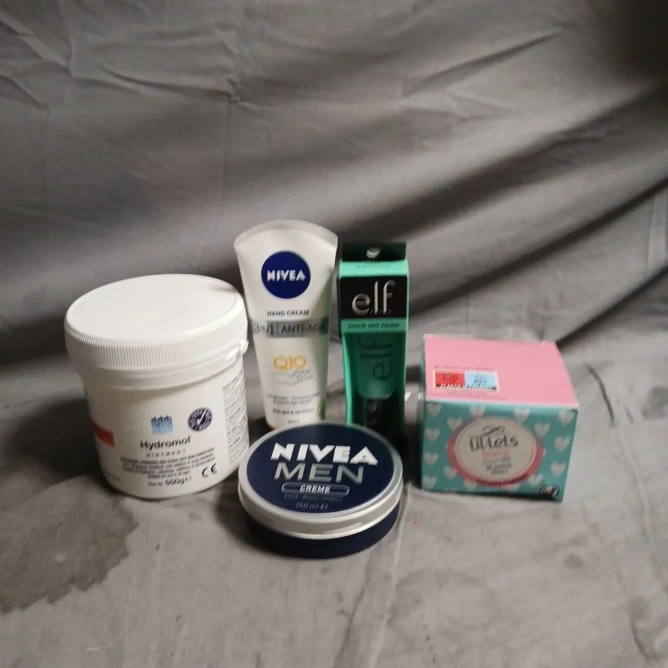 APPROXIMATEY 20 ASSORTED HEALTH AND BEAUTY PRODUCTS TO INCLUDE - HYDROMOL OINTMENT - NIVEA MEN CREME  AND ELF POWER GRIP PRIMER