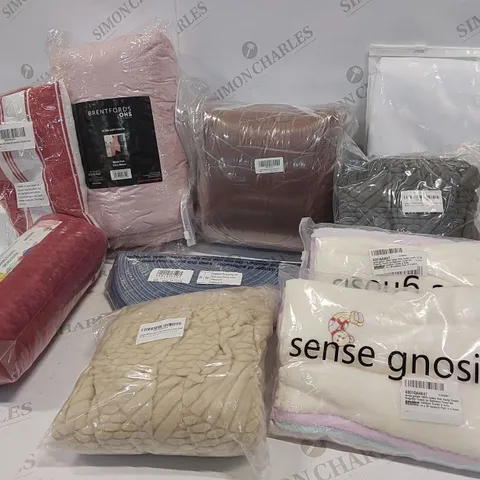 10 BRAND NEW ITEMS TO INCLUDE: FLANNEL BLANKET,CUSHION COVERS, 2 PACKS OF KIDS FACE TOWELS