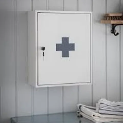 BOXED ORIGINAL FIRST AID WALL CABINET CHALK POWDER COATED STEEL