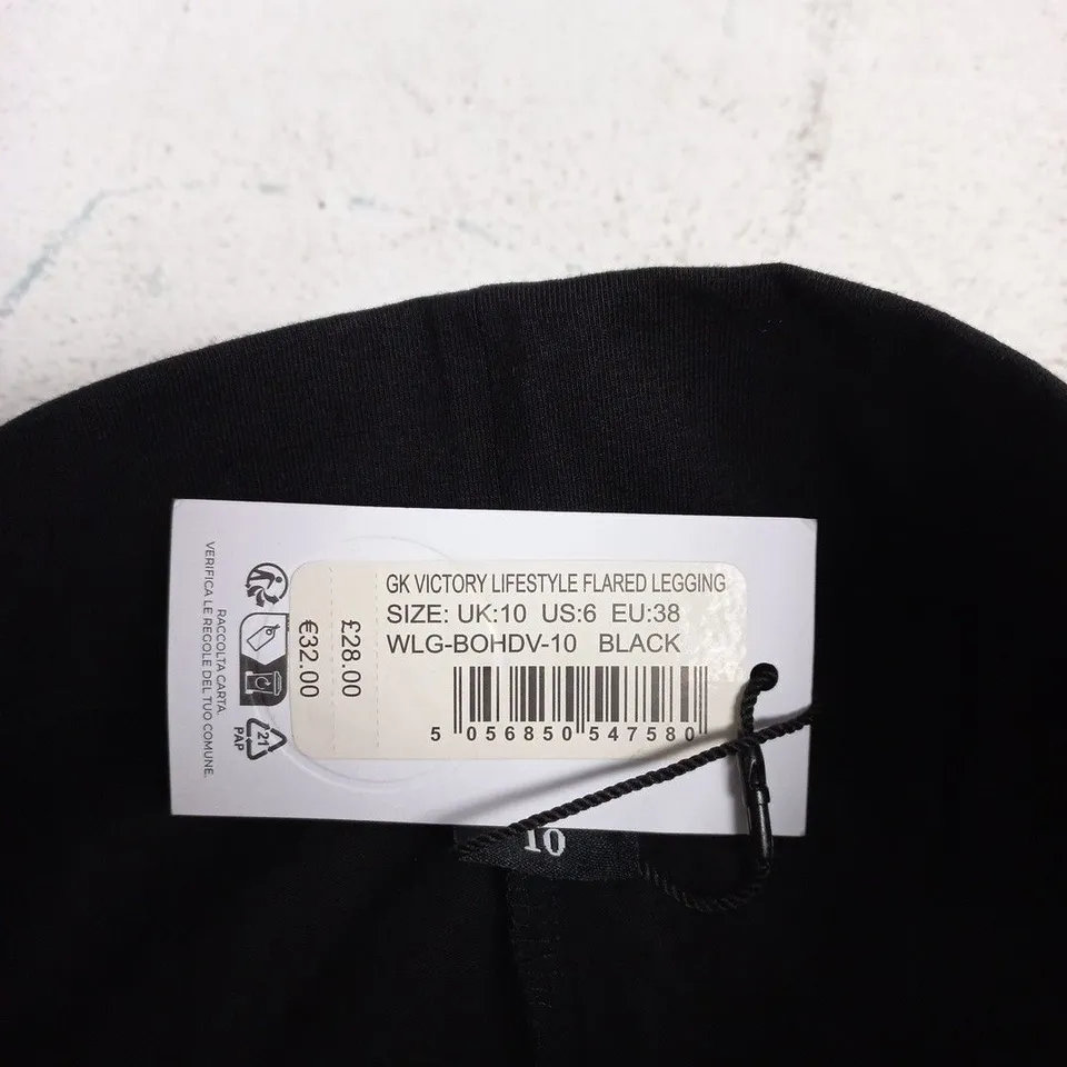 GK VICTORY LIFESTYLE FLARED LEGGING – BLACK, UK 10 (US 6, EU 38)