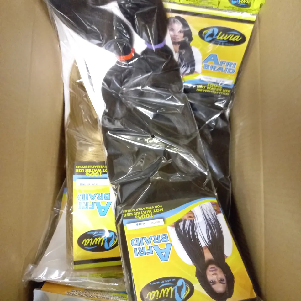 BOX OF APPROX. 20 SEALED OLIVIA HAIR PIECES IN ASSORTED COLOURS AND STYLES