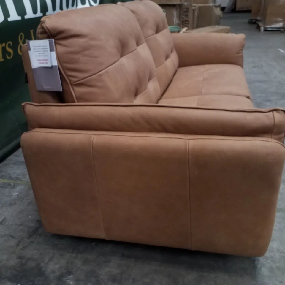 QUALITY ITALIAN DESIGNER BOLZANO 3 SEATER ELECTRIC RECLINER SOFA - TAN FAUX LEATHER