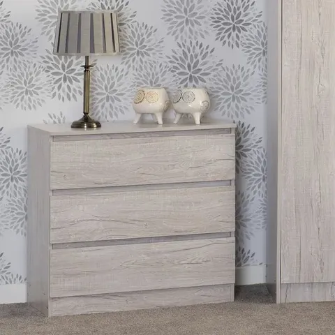 BOXED MALVERN 3 DRAWER CHEST - URBAN SNOW (1 BOX)