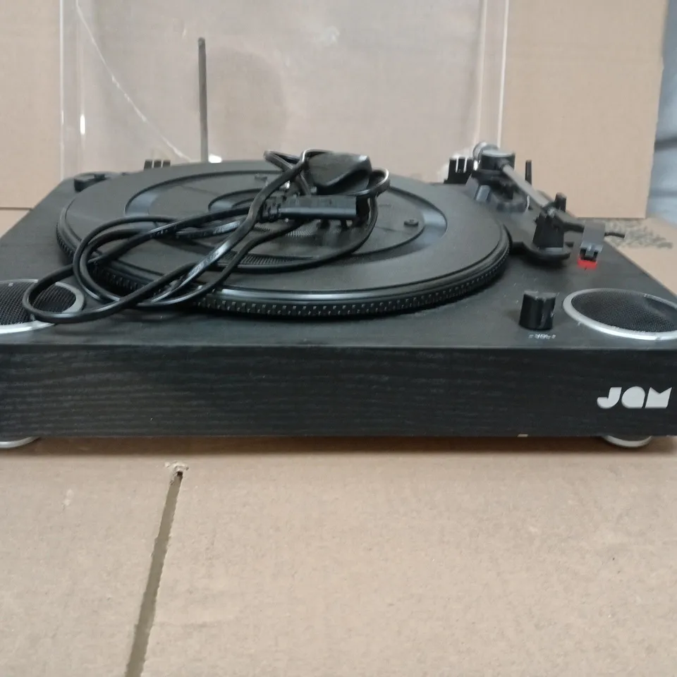 JAM TURNTABLE WITH BUILT-IN SPEAKERS – BLACK WITH CLEAR LID