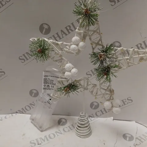 PRE LIT WHITE STAR TREE TOPPER