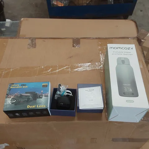 PALLET CONTAINING A LARGE ASSORTMENT OF CONSUMER PRODUCTS INCLUDING: CHOCOLATE MELTING MACHINE, VEHICLE BLACKBOX DVR CAMERA, MOMCOZY PORTABLE WARMER, ZF-M610 RECHARGEABLE HEARING AIDS ECT