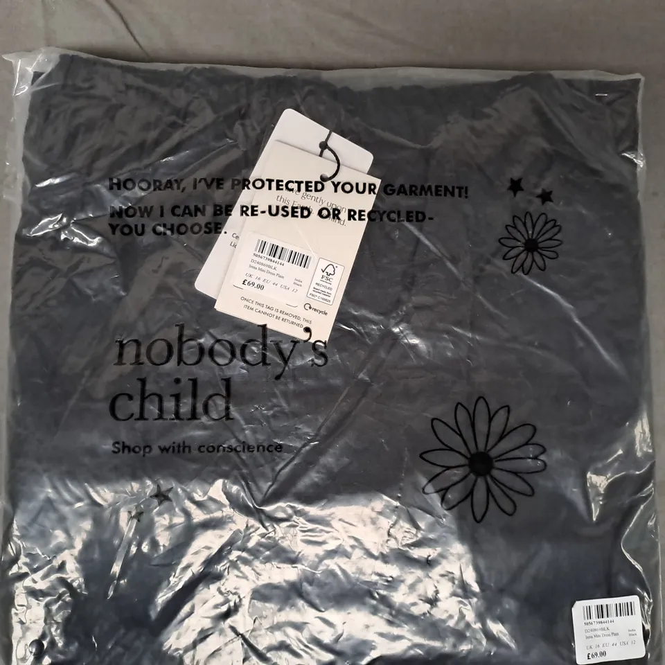 NOBODY'S CHILD IRENA MINI DRESS IN BLACK UK SIZE 16