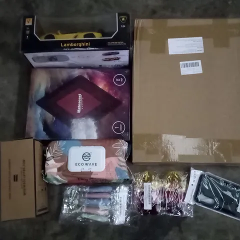 PALLET OF 6 BOXES CONTAINING ASSORTED ITEMS INCLUDING RC LAMBORGHINI, PHONE CASE, KIDS CUTLERY, JIGSAW PUZZLE, LETTER TRAY ORGANISER