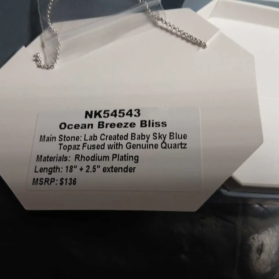 BOMB PARTY NK54543 OCEAN BREEZE BLISS NECKLACE – LAB-CREATED BABY SKY BLUE TOPAZ FUSED WITH GENUINE QUARTZ