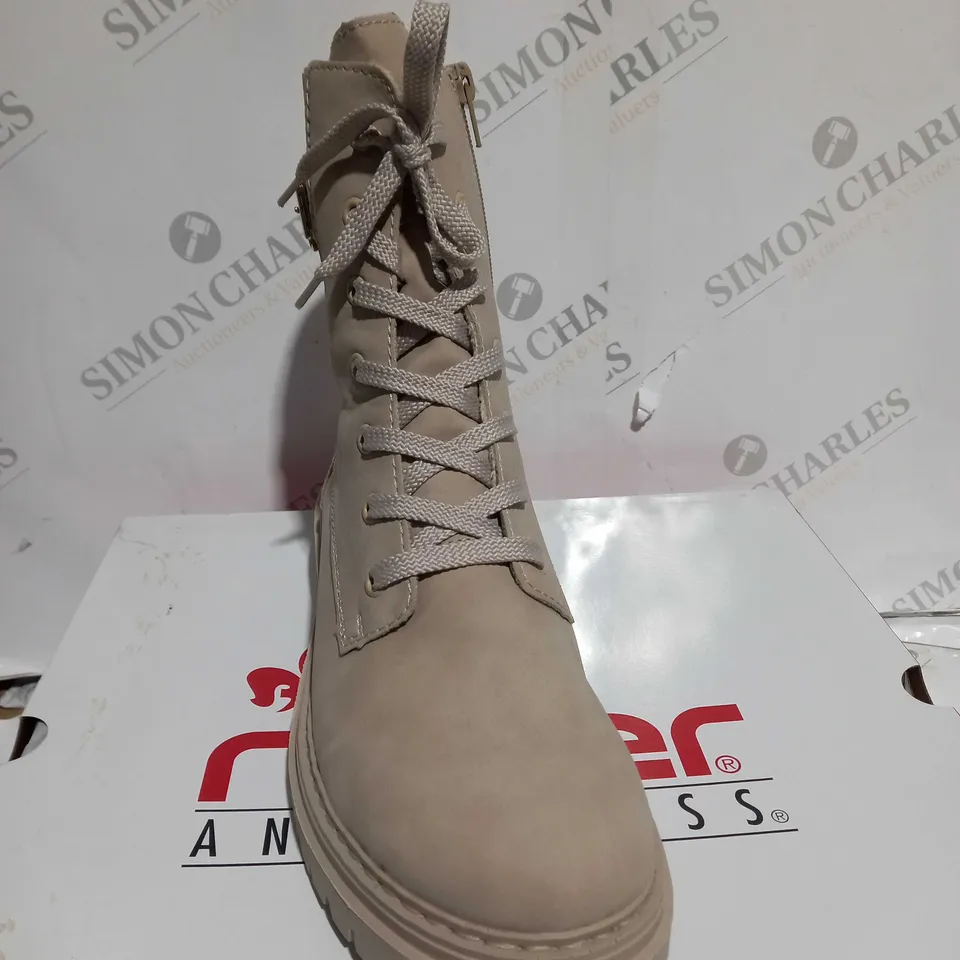 BOXED RIEKER LACE BOOTS, CREAM - SIZE 6.5