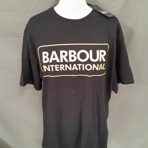 BARBOUR INTERNATIONAL ESSENTIAL LARGE LOGO TEE IN BLACK SIZE XL