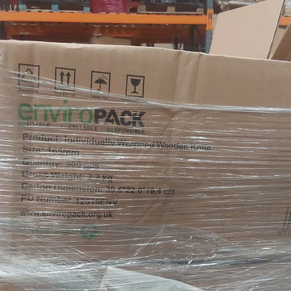 PALLET CONTAINING APPROXIMATELY 40,000 ENVIRONMENTALLY FRIENDLY DISPOSABLE WOODEN KNIVES