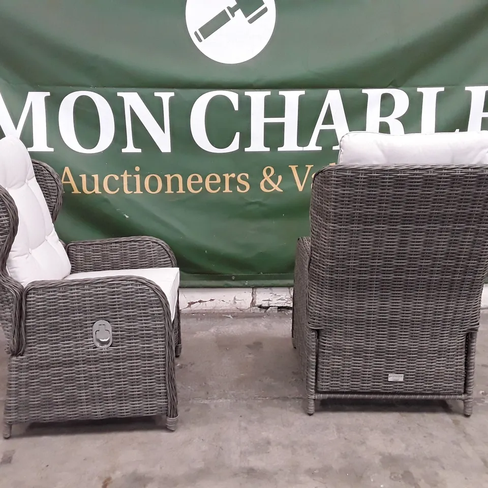BOXED RECLINER BISTRO CHAIRS × 2 - GREY