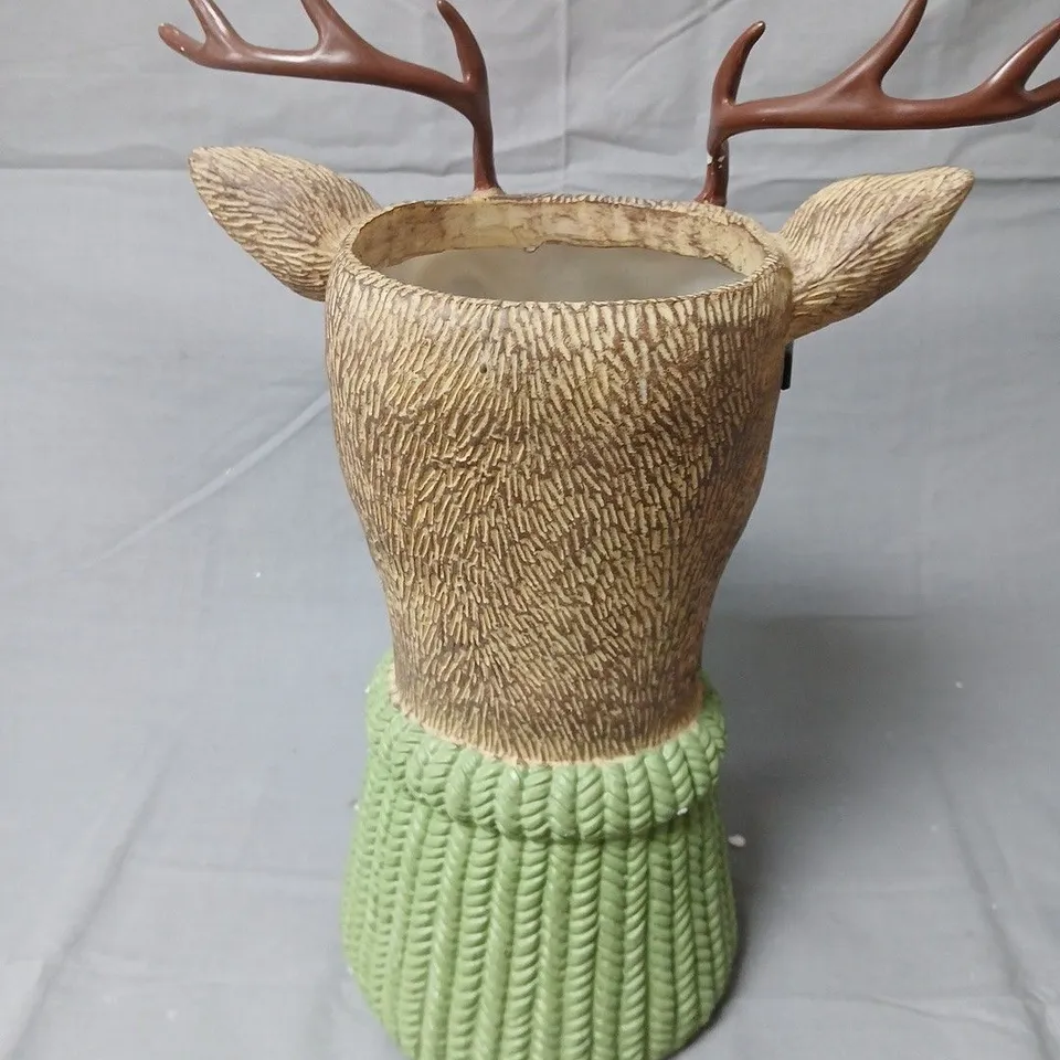 Deer Head Decor planter with Antlers and Glasses – Faux Taxidermy Planter