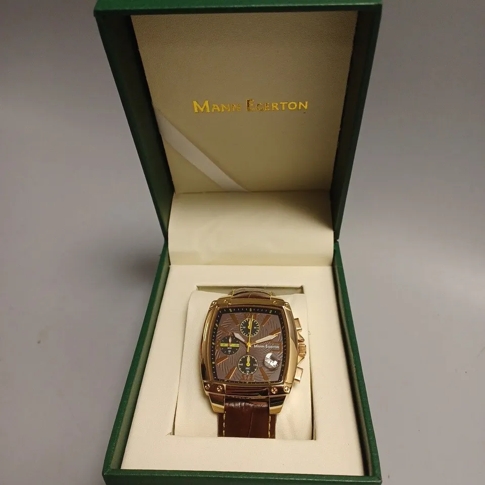 BOXED MANN EGERTON OBSERVER ROSE BROWN DIAL WATCH 