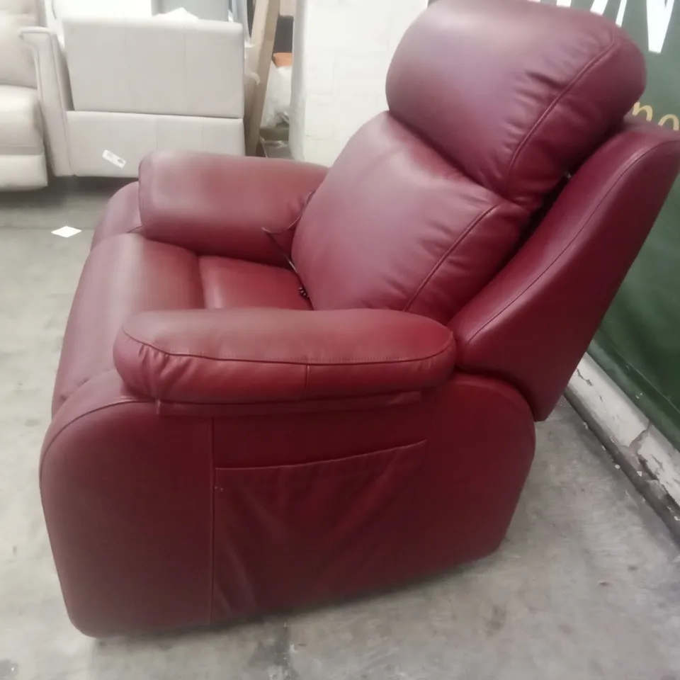 DESIGNER G PLAN MADE KINGSBURY LARGE DUAL ELEVATE CHAIR - CAPRI CLARET LEATHER 